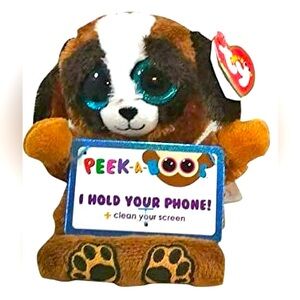 NWT Ty Peek A Boos Pups The Dog Plush Phone Screen Holder Glitter 6" St. Bernard